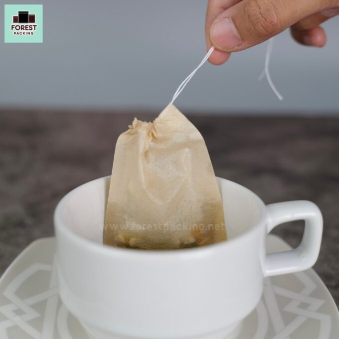 ถุงชา ถุงกรองชา เนื้อเยื่อไม้ธรรมชาติ สีน้ำตาล พร้อมเชือก