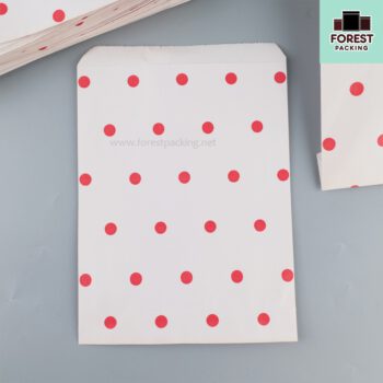 ซองลายจุด สีแดง ถุงกระดาษ ถุงกระดาษคราฟท์ ถุงใส่ขนม ไม่ขยายข้าง